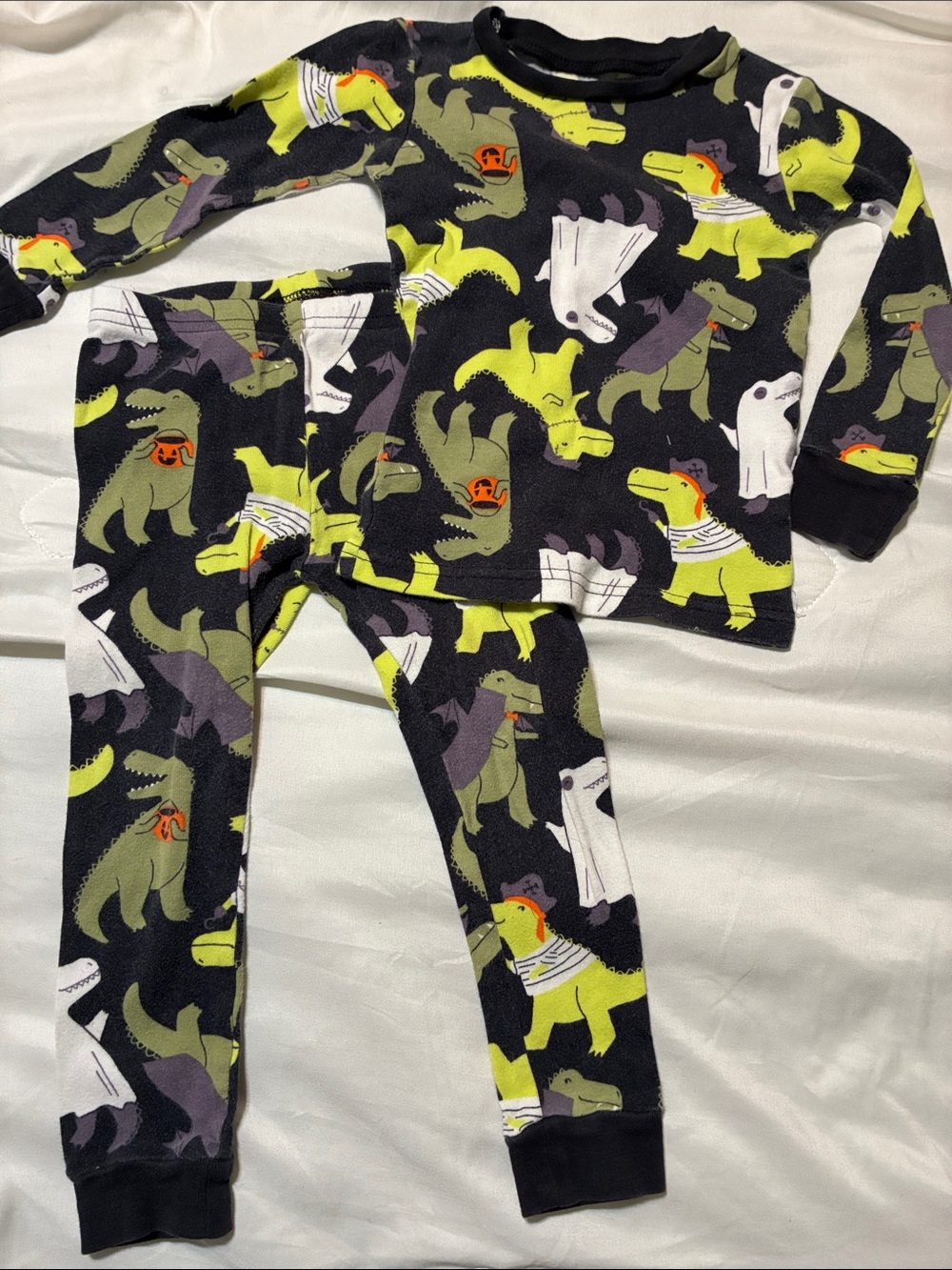 Carter's Dinosaur Two-Piece Pajama Set - Neon Yellow & Black